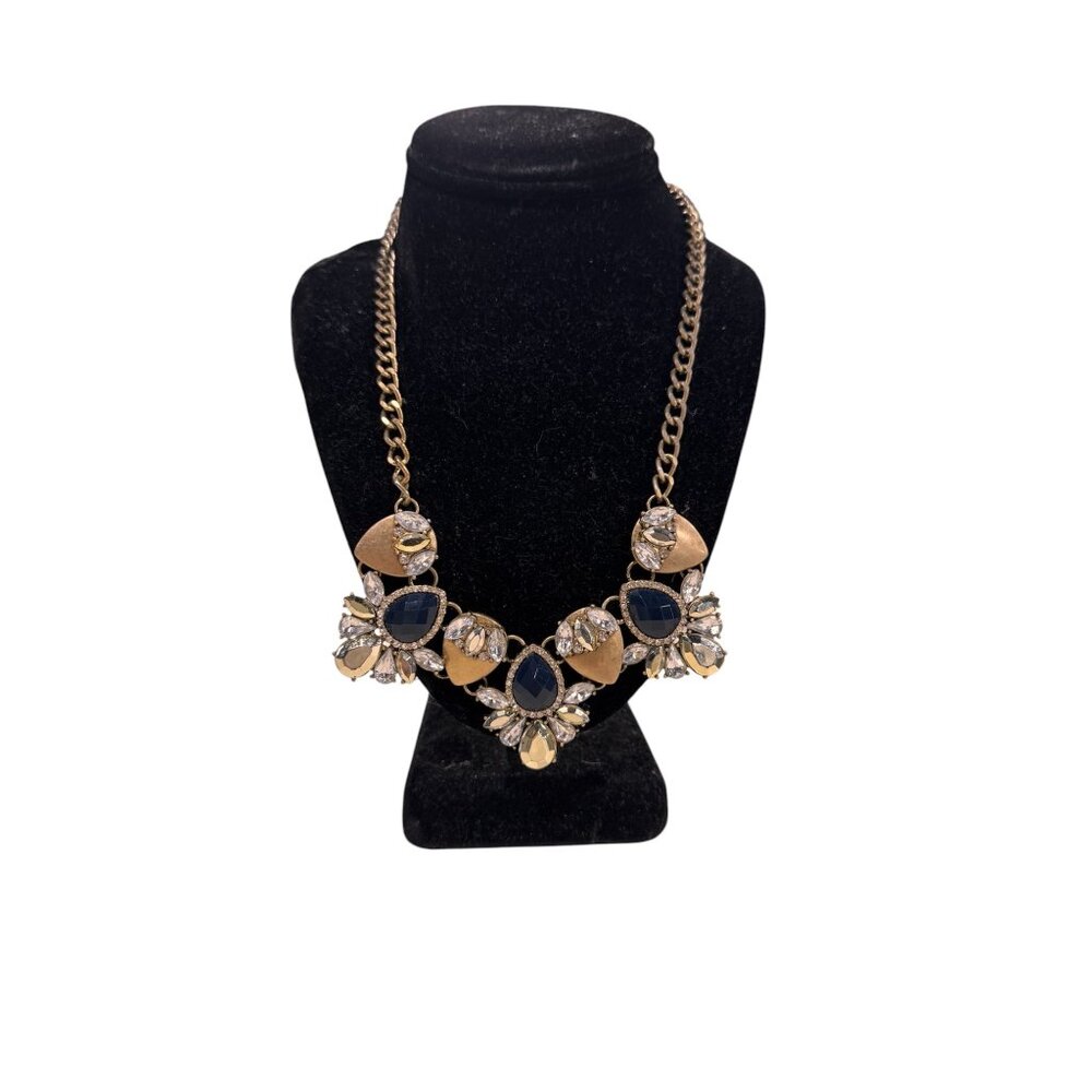 Vintage Gold & Silver Tone Love Chain Necklace With Gemstone Detail